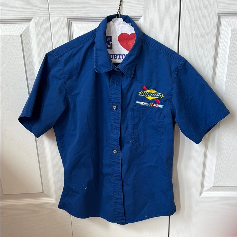 NASCAR Blue Button Down Shirt with Embroidered Detail